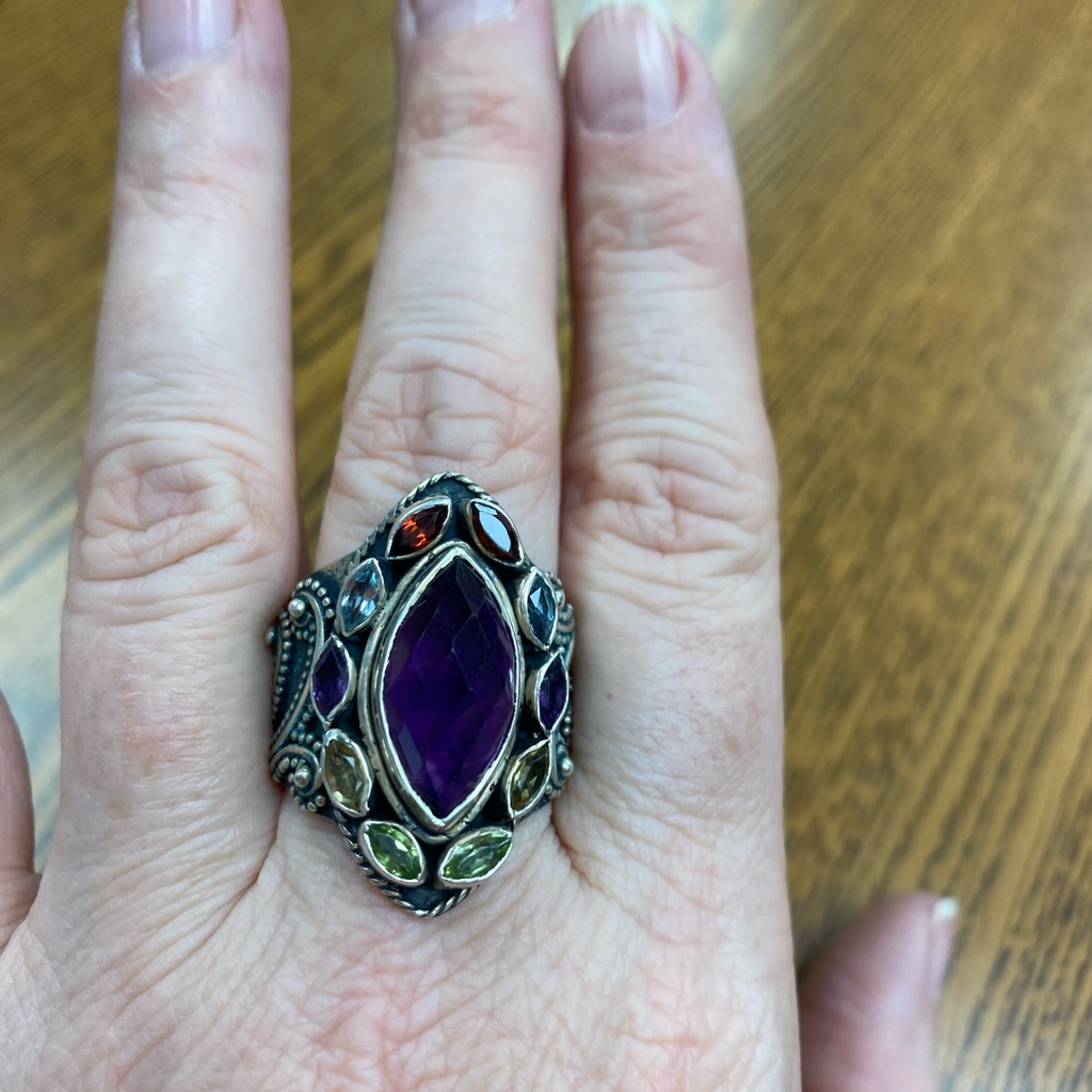 Amethyst And Multi Gemstone Ring